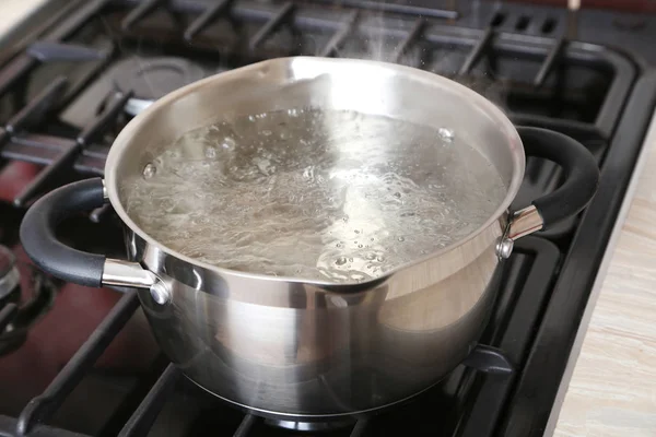 boiling water in a saucepan